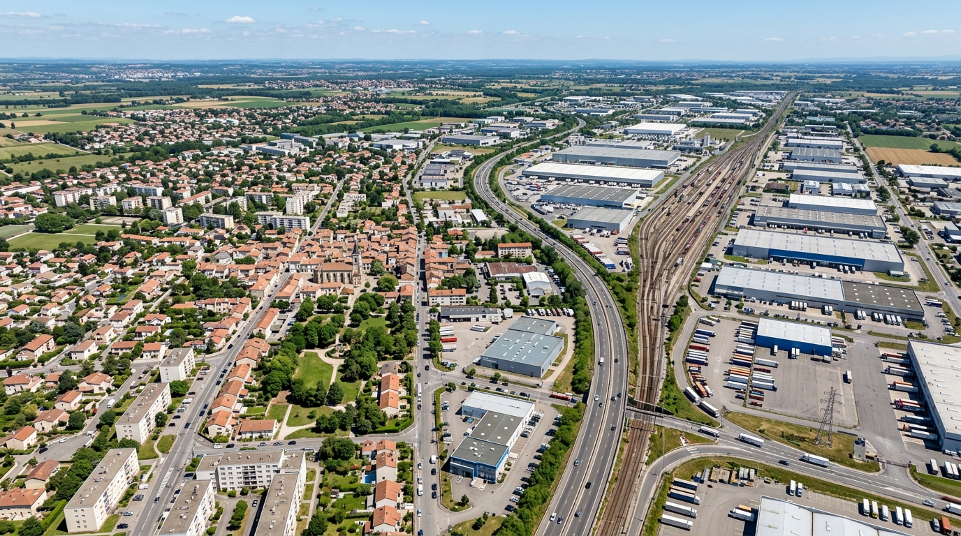 Vue d'un quartier de Saint-Priest, commune du Rhône (69800)